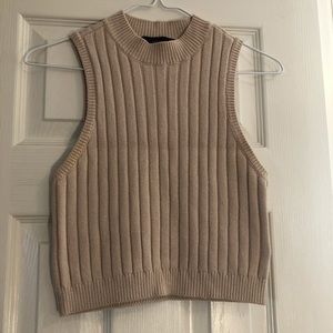 Tan Knitted Crop Top
